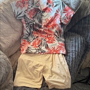 Boys cruise shirt shorts vacation Hawaiian Tropical Kids Matching Set 11/12 new